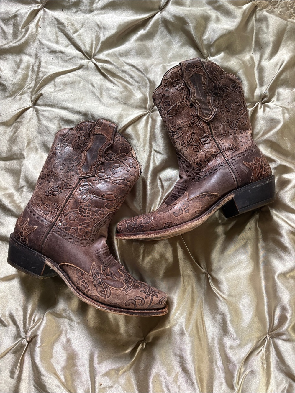 Leather Classic Brown Embossed women’s Western Boots